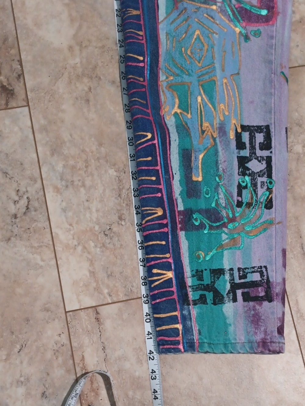 Vintage Vibrant Hand-Painted Abstract Jeans - Picture 8 of 12